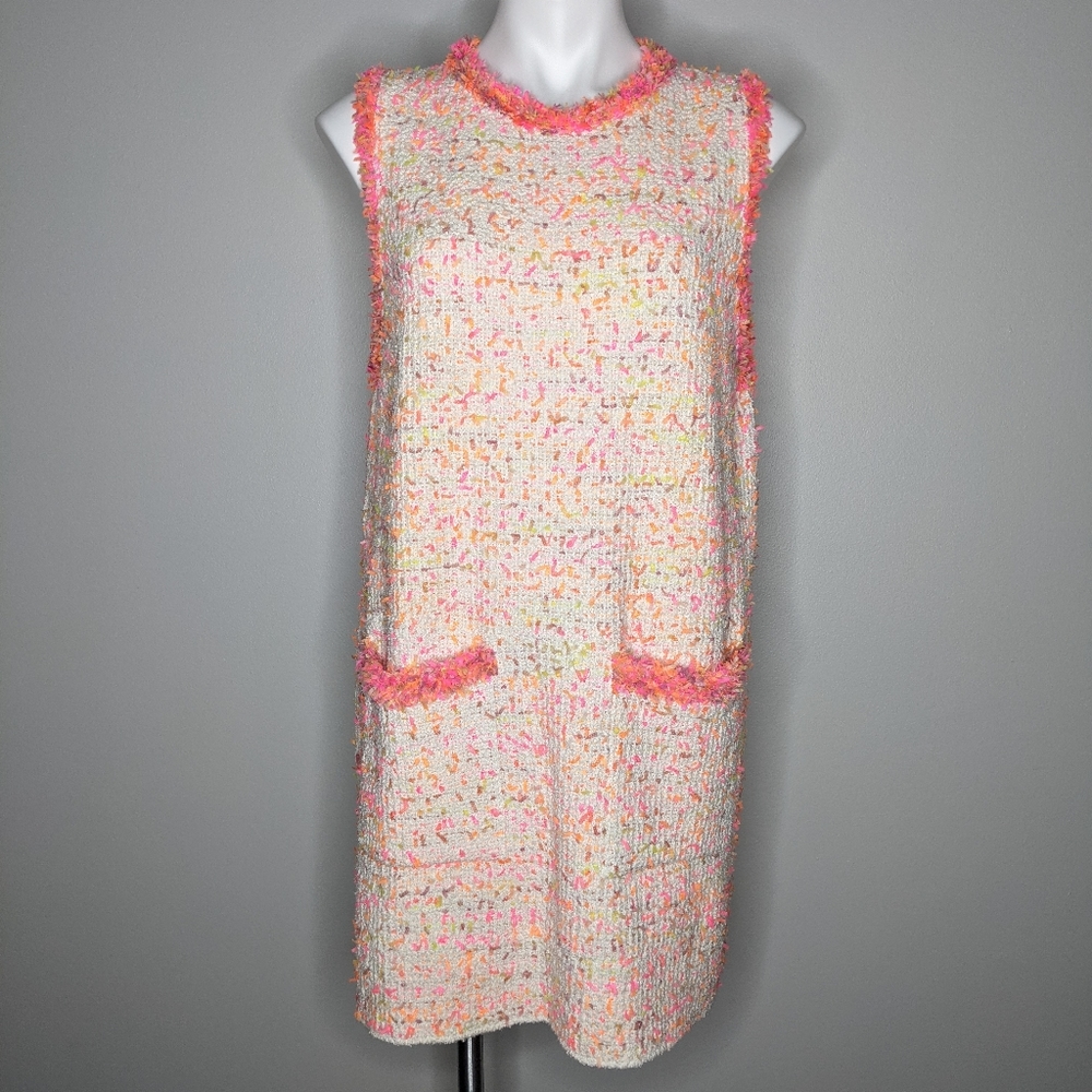 **$20 when Bundled** Zara white orange woven boucle shift dress M